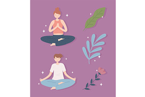 people meditating yoga, a Person Illustration by studiogstock