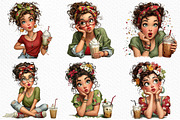 Whimsical Summer Coffee Girl Clipart, an Illustration by Craft Nest (Thumbnail 3 of 12)