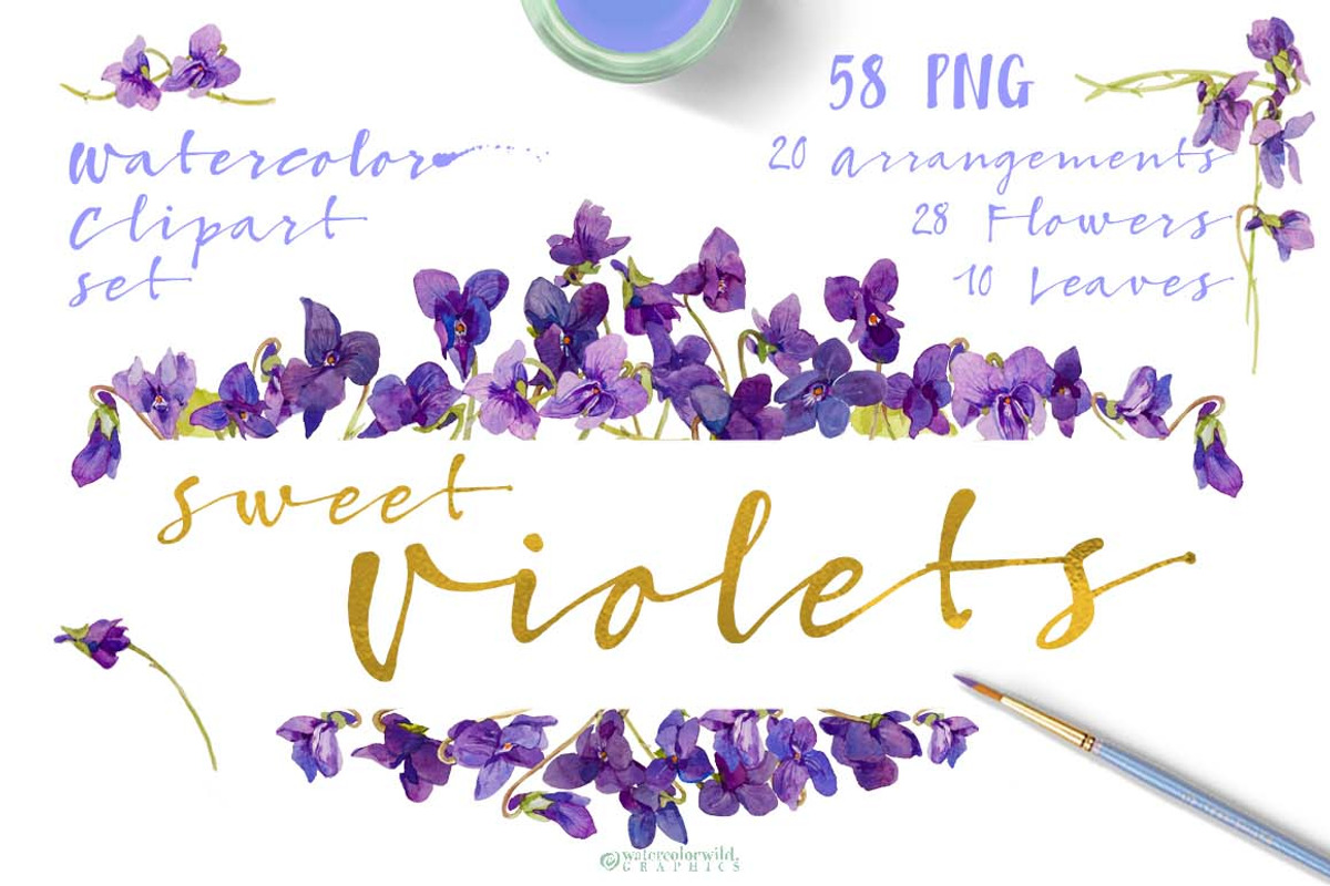 Sweet Violets, an Illustration by watercolorwild.graphics (Photo 1 of 8)