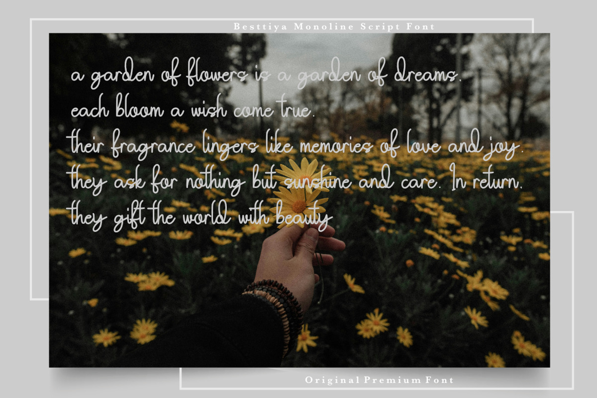 Besttiya Monoline Script Font, a Script Font by Bayuktx (Photo 6 of 6)