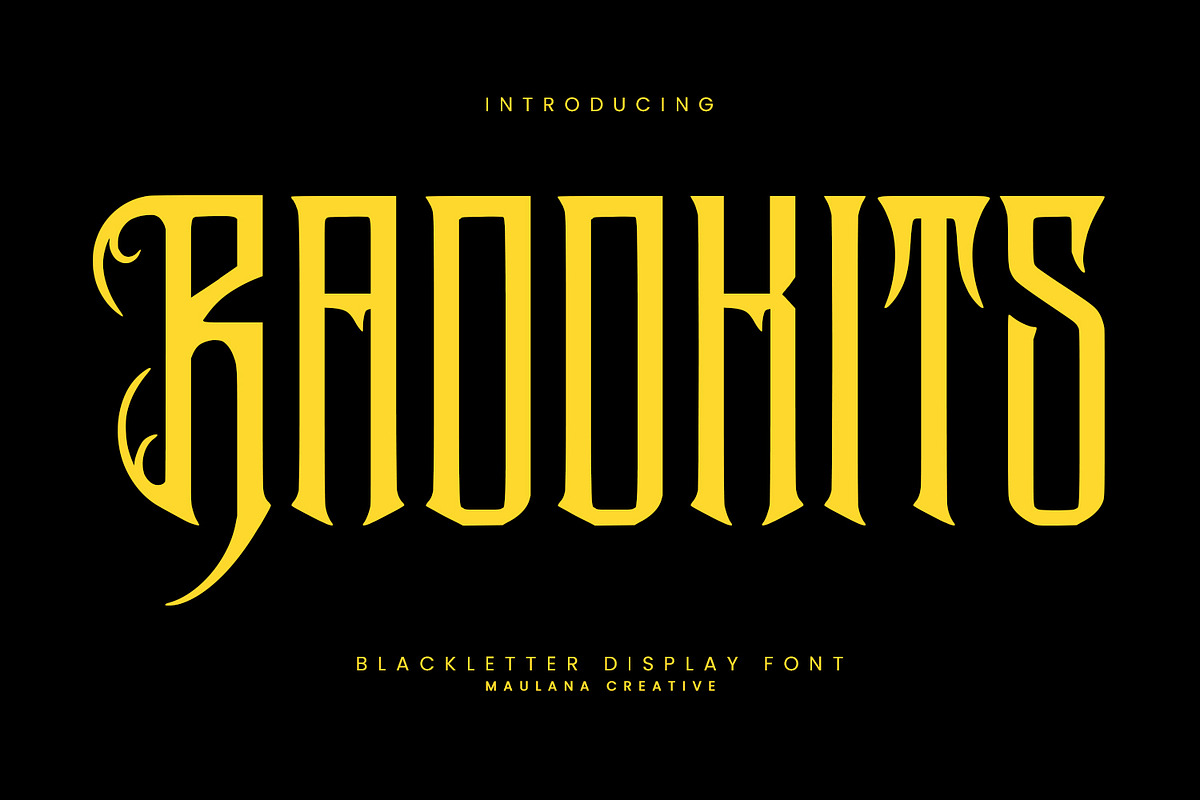 Raddkits Blackletter Display Font, a Blackletter Font by Maulana Creative (Photo 1 of 7)