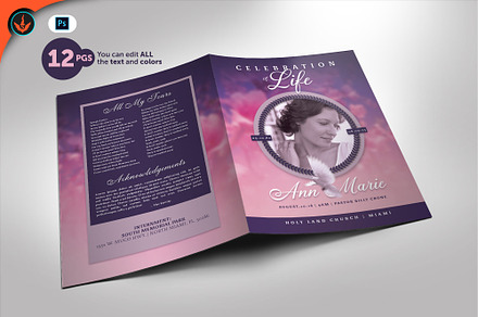 Funeral Program 30 Lavender and Pink, a Brochure Template by SeraphimChris