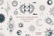 Hand drawn Mystical Sun & Moon Set, an Illustration by KirillsWorkshop (Thumbnail 1 of 11)