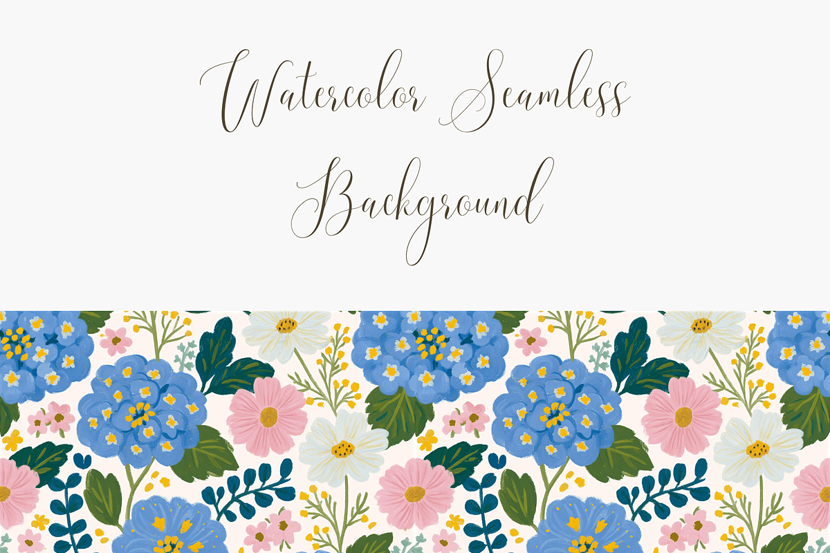 Blue Hydrangea Floral Seamless, a Pattern Graphic by Pati Charm Studio (Photo 3 of 6)
