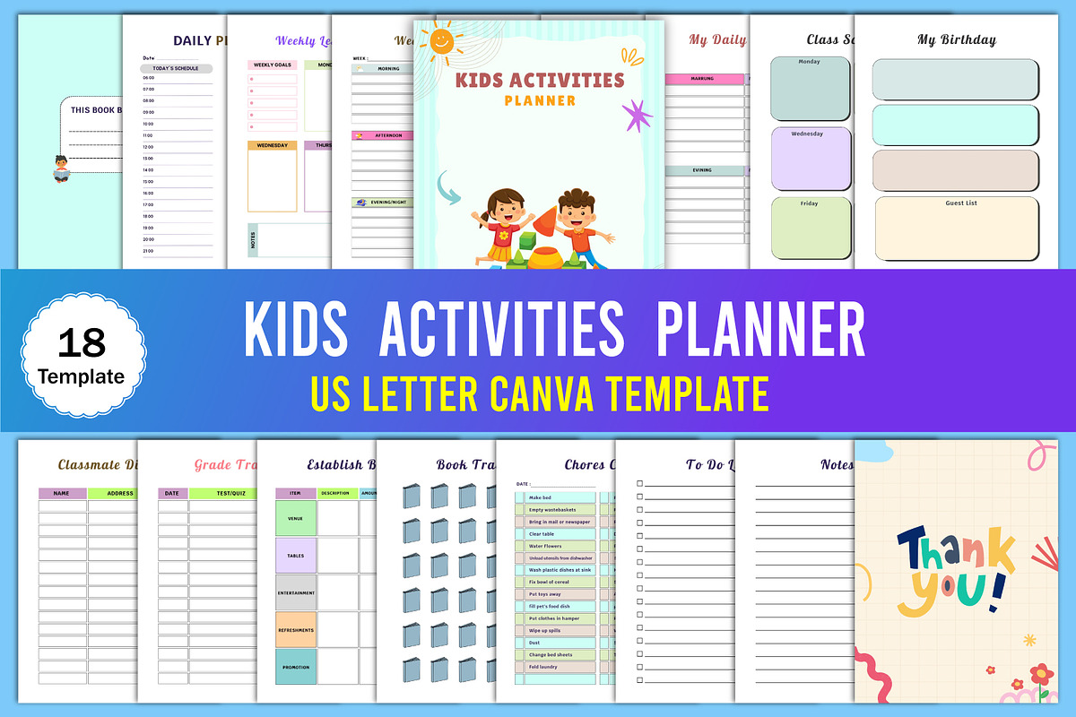 Editable Kids Activities Planner, a Stationery Template by Designmela01 (Photo 1 of 4)