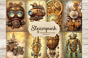 Steampunk Junk Journal Pages, a Transportation Illustration by GlamArtZhanna (Thumbnail 1 of 9)
