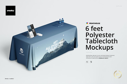 6ft Polyester Tablecloth Mockup Set