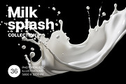 36 Milk Splashes on black background, an Object Illustration by Handmadefont (Thumbnail 1 of 10)