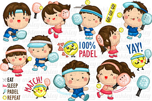 Padel Clipart - Cute Sports Clip Art, an Illustration by Inkley Studio