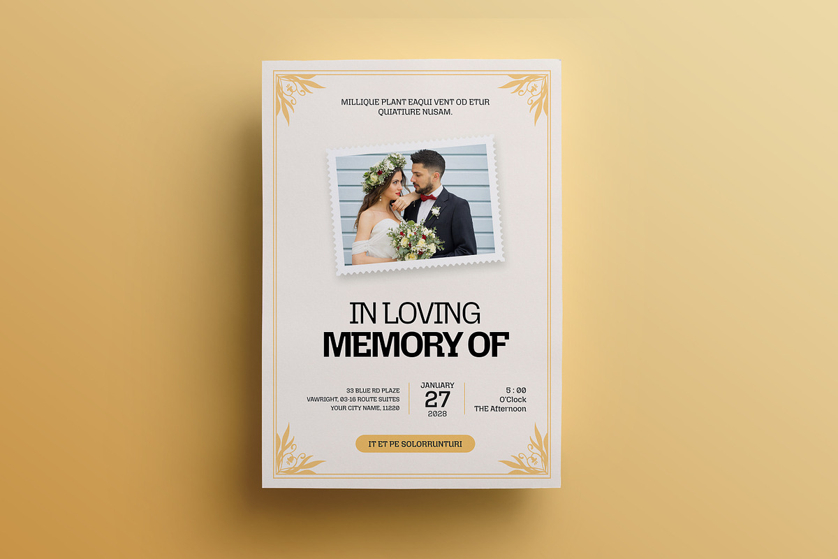 Floral Wedding Invitation In Flat, an Invitation Template by Creatiya Type (Photo 4 of 6)