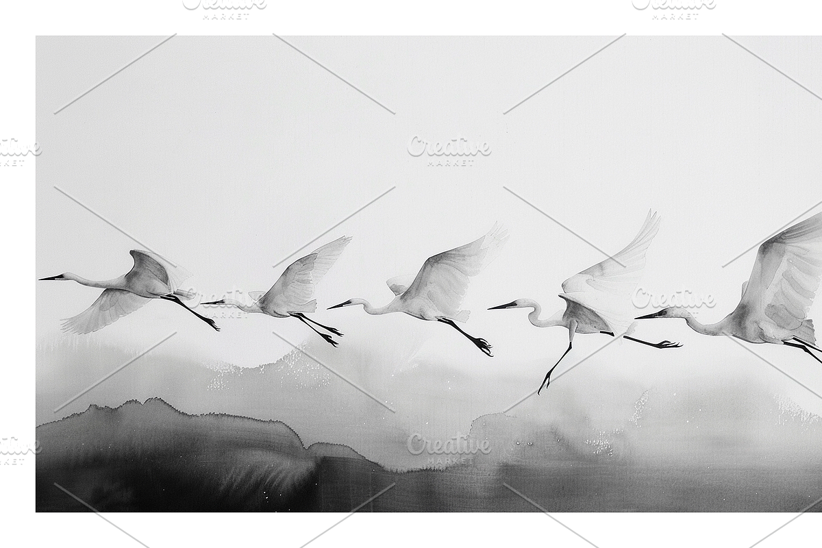 Gret Collection · Egrets in Flight, an Animal Illustration by milatovar (Photo 9 of 17)