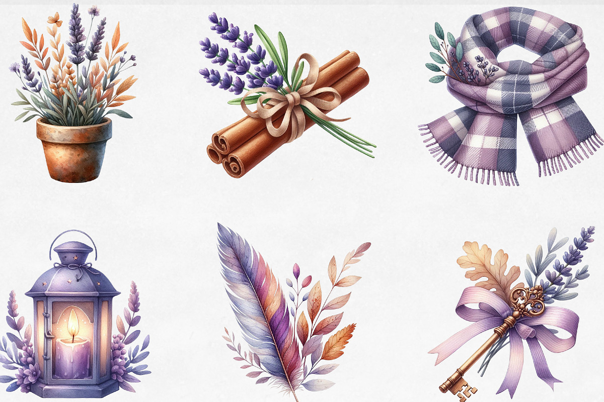 Lavender Fall Sublimation Clipart, an Illustration by Designking (Photo 4 of 4)