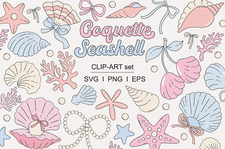 Coquette Sea shells clipart set