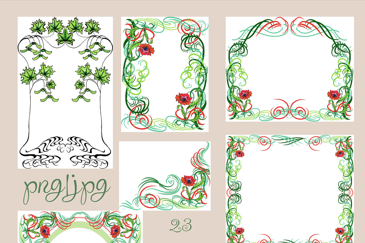 Art Nouveau elements, frames Png, a Decorative Illustration by Anada Arty (Photo 3 of 13)