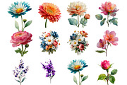 Whimsical Spring Flowers Clipart, an Illustration by DreamArtGraphic (Thumbnail 2 of 4)