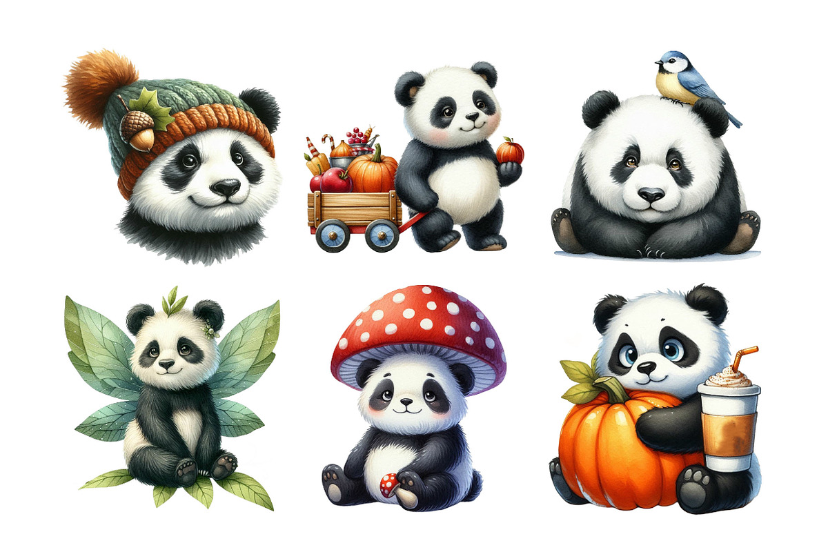 Autumn Panda Clipart Bundle, an Illustration by Daily.Designs (Photo 3 of 5)