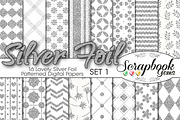 Silver Foil Pattern Digital Papers, a Pattern Graphic by Scrapbook Gems (Thumbnail 1 of 3)