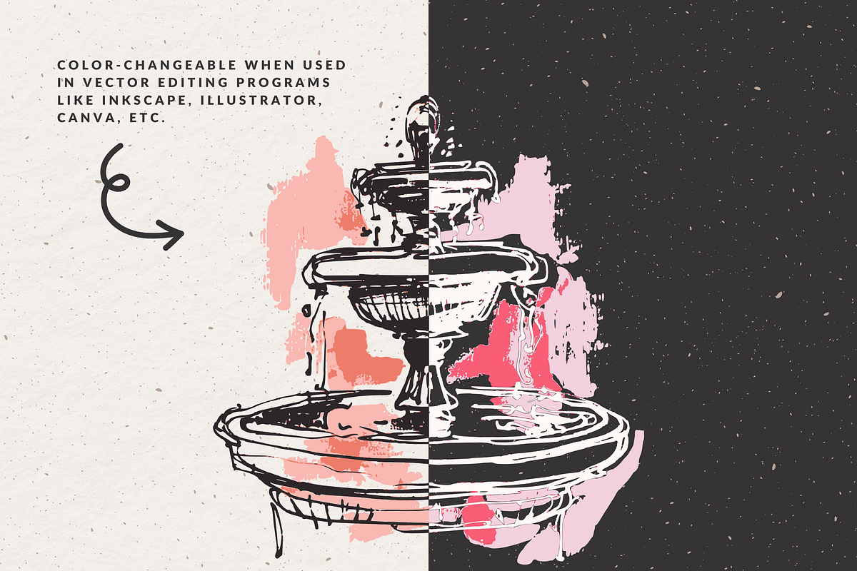 Hand Drawn Fountain Illustrations, an Object Illustration by The October Creative (Photo 2 of 4)