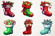 Christmas Stockings Watercolor Bundl, an Illustration by RobertsArt (Thumbnail 6 of 7)
