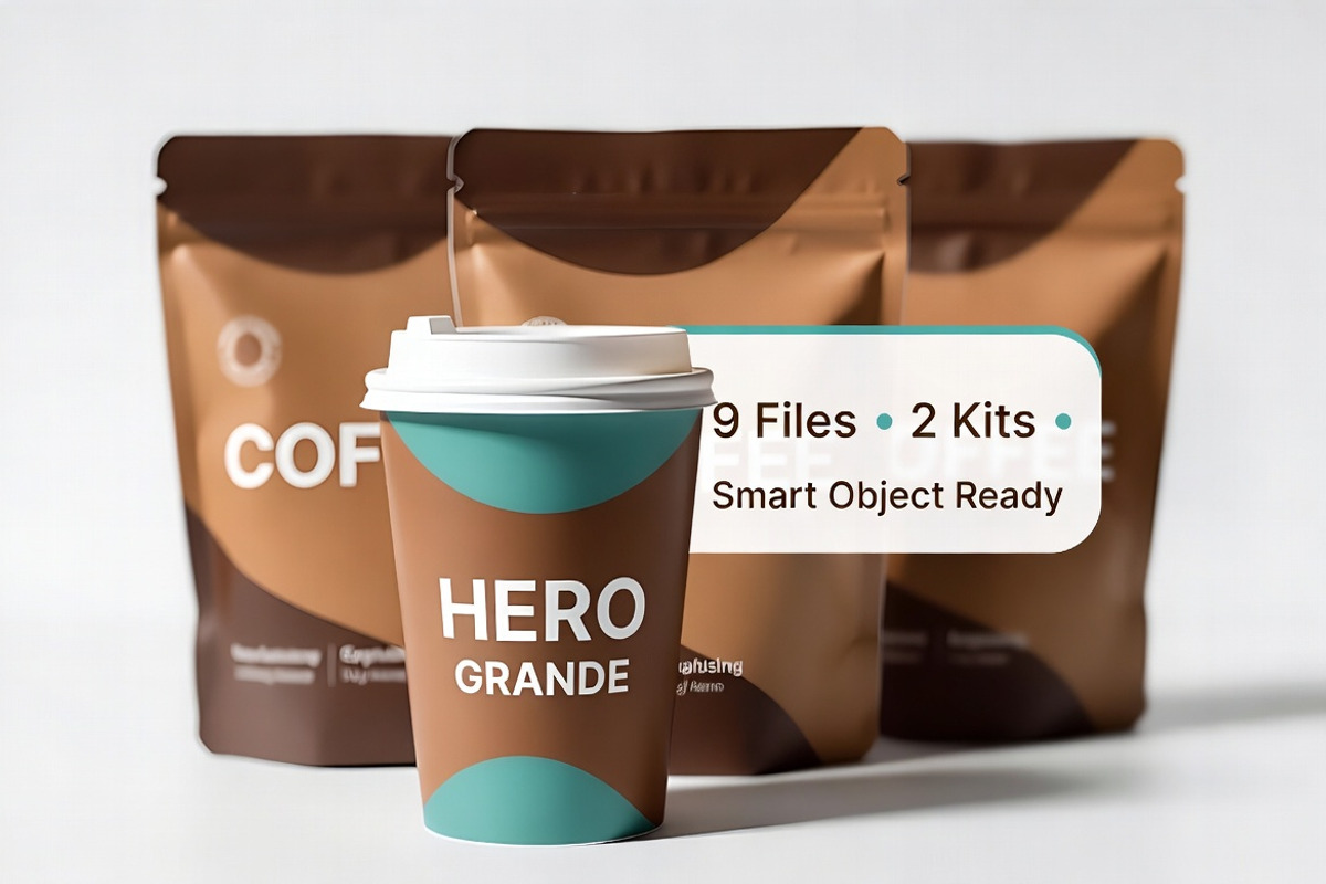 Coffee Cup Pouch Packaging Mockup, a Packaging Mockup by Dreamanart (Photo 2 of 3)