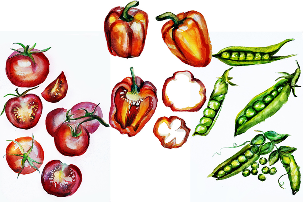vegetarian set, a Food Illustration by art_mouse (Photo 2 of 10)