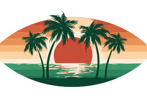 Sunset over ocean with palm trees, a Photo by Beautiful things