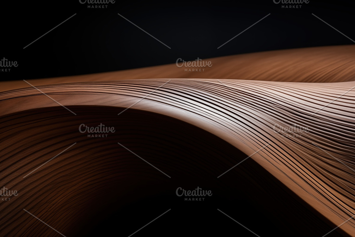 Smooth, flowing wooden surface with intricate, wavy patterns and fine lines, se, a Background Graphic by Textures & Backgrounds