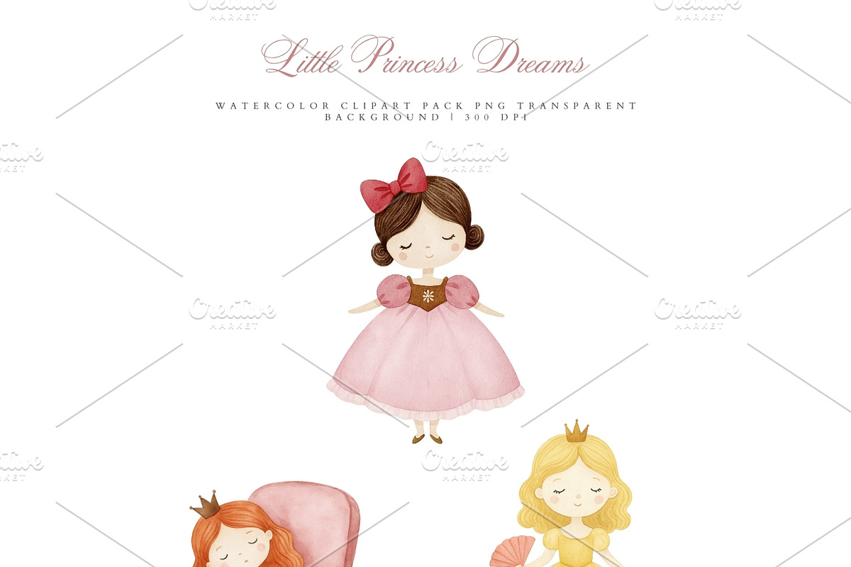 Watercolor Little Princess Clipart, an Illustration by Pati Paints (Photo 3 of 12)