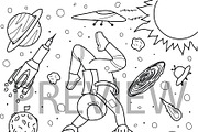 10 cute Astronaut illustrations, a Decorative Illustration by Somjai King (Thumbnail 9 of 11)