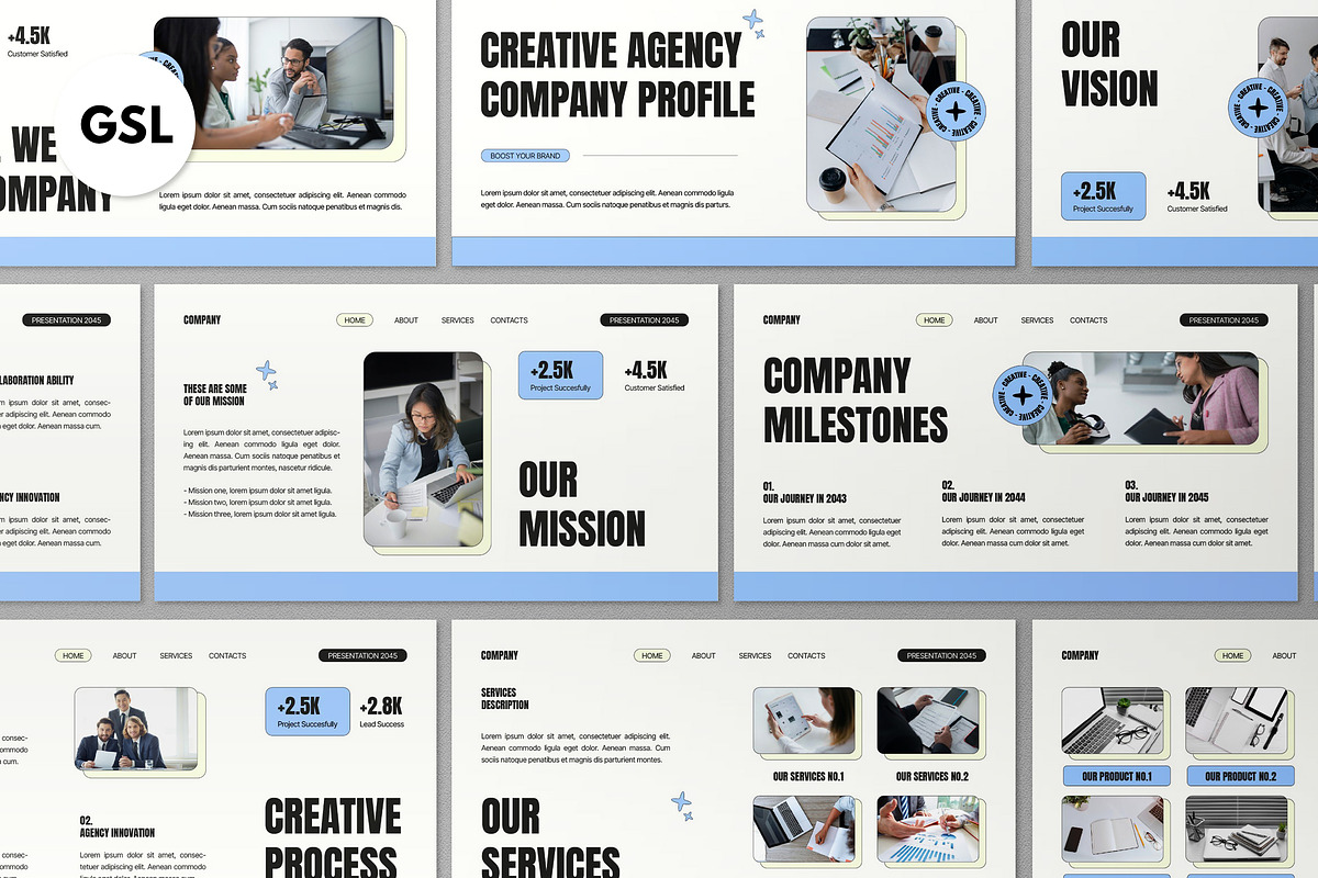 White Company Profile Google Slide, a Presentation Template by graphicook (Photo 2 of 10)
