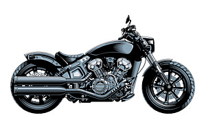 Bobber or chopper motorcycle, vector