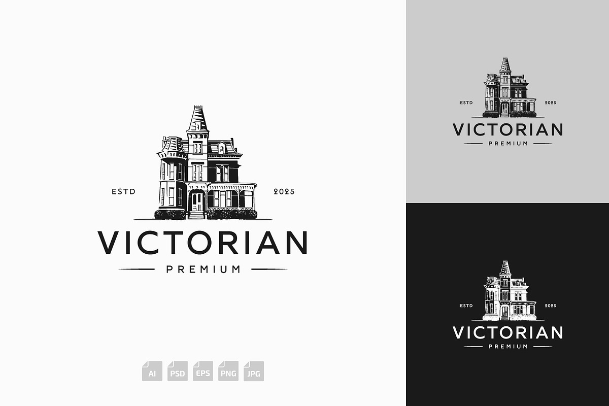 Victorian House Vintage Logo, a Branding & Logo Template by tkzgraphic (Photo 1 of 2)