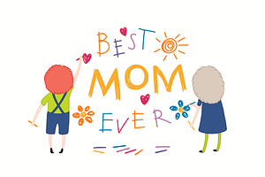 Mothers Day card with kids drawing, a Person Illustration by sceptical cactus