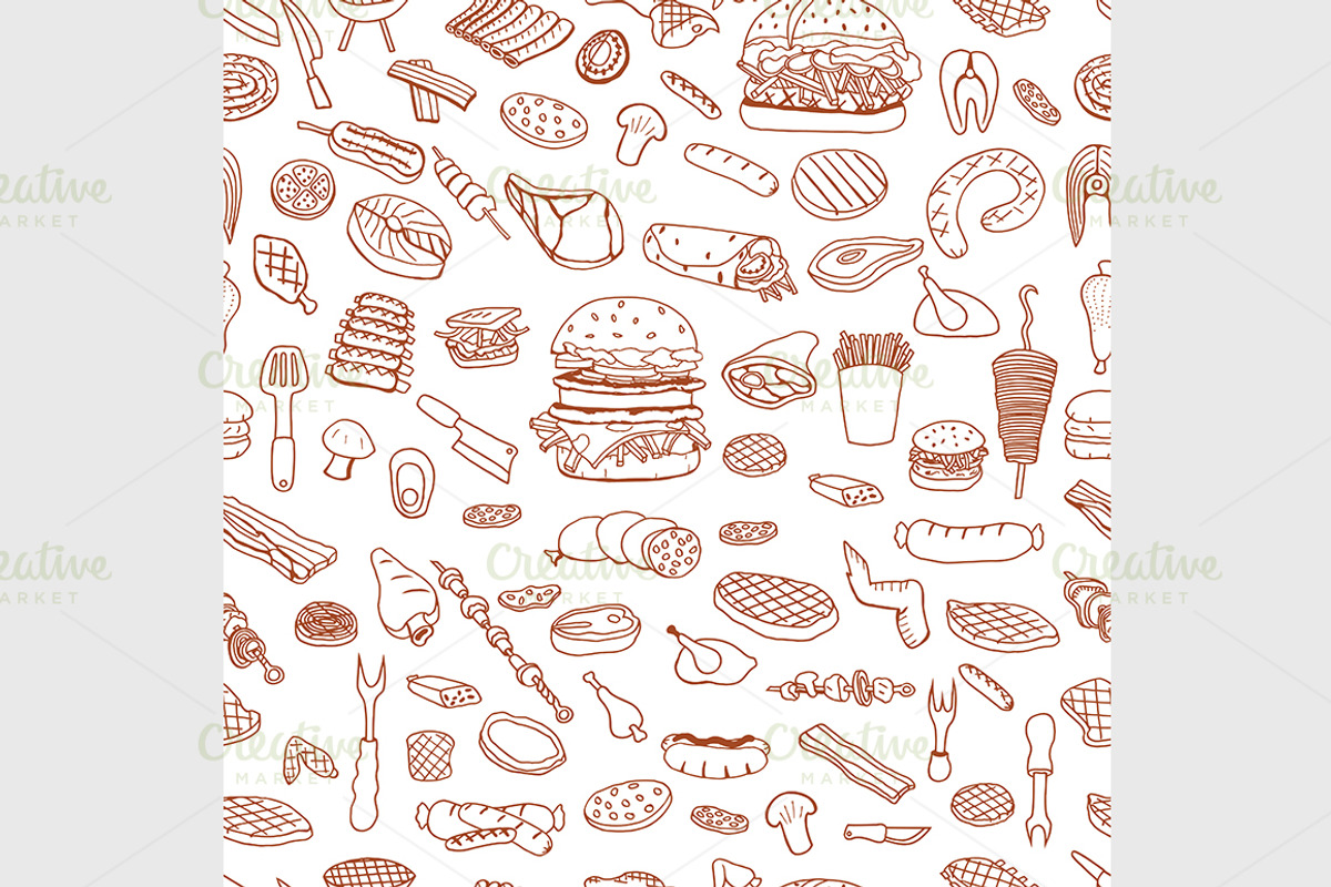Barbecue Grill Pattern, a Background Graphic by IllustrationArtShop