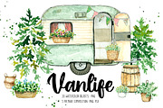 Vanlife. Watercolor illustrations., a Transportation Illustration by iri-illustration (Thumbnail 1 of 9)