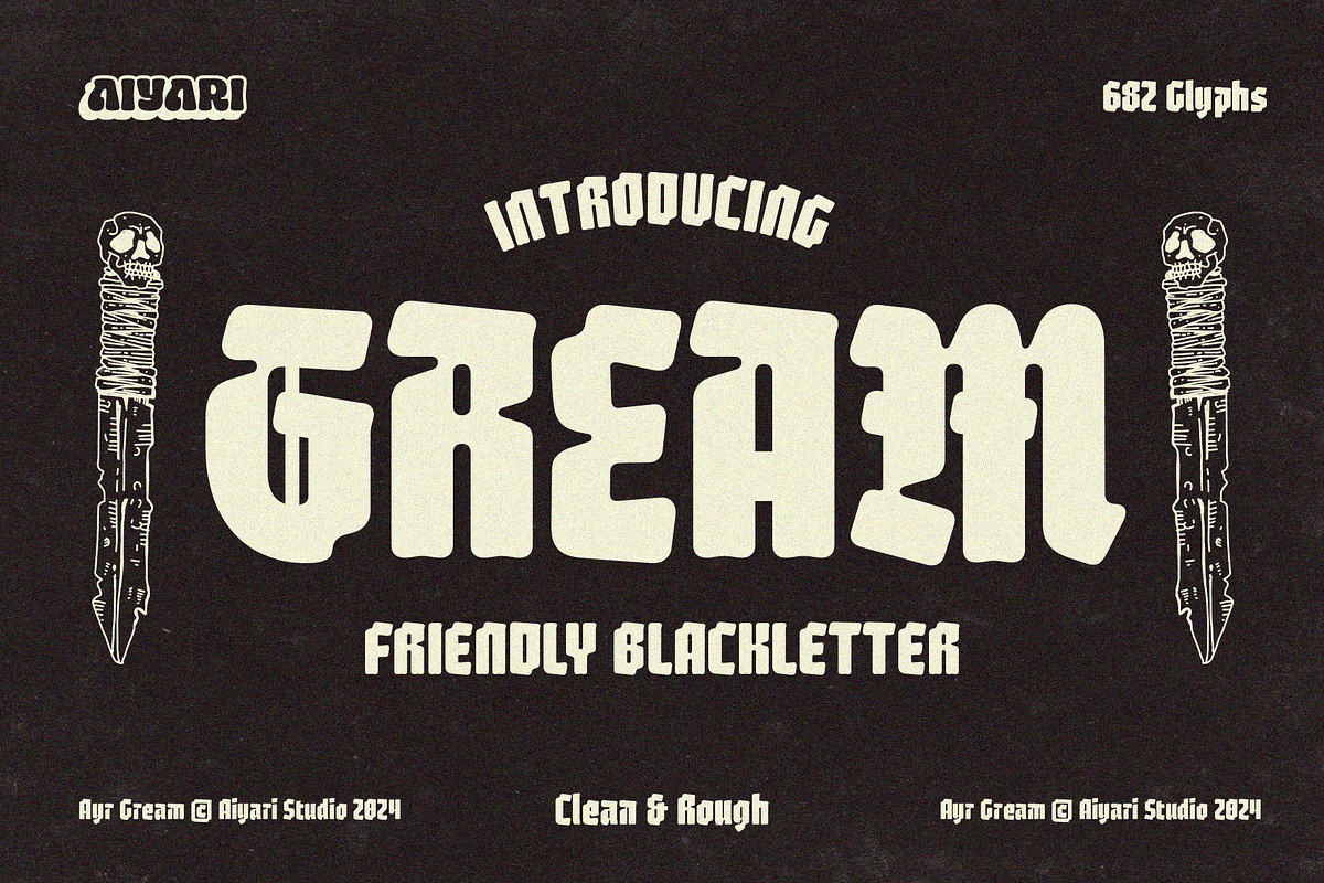 Gream Font Family, a Blackletter Font by Aiyari (Photo 1 of 10)