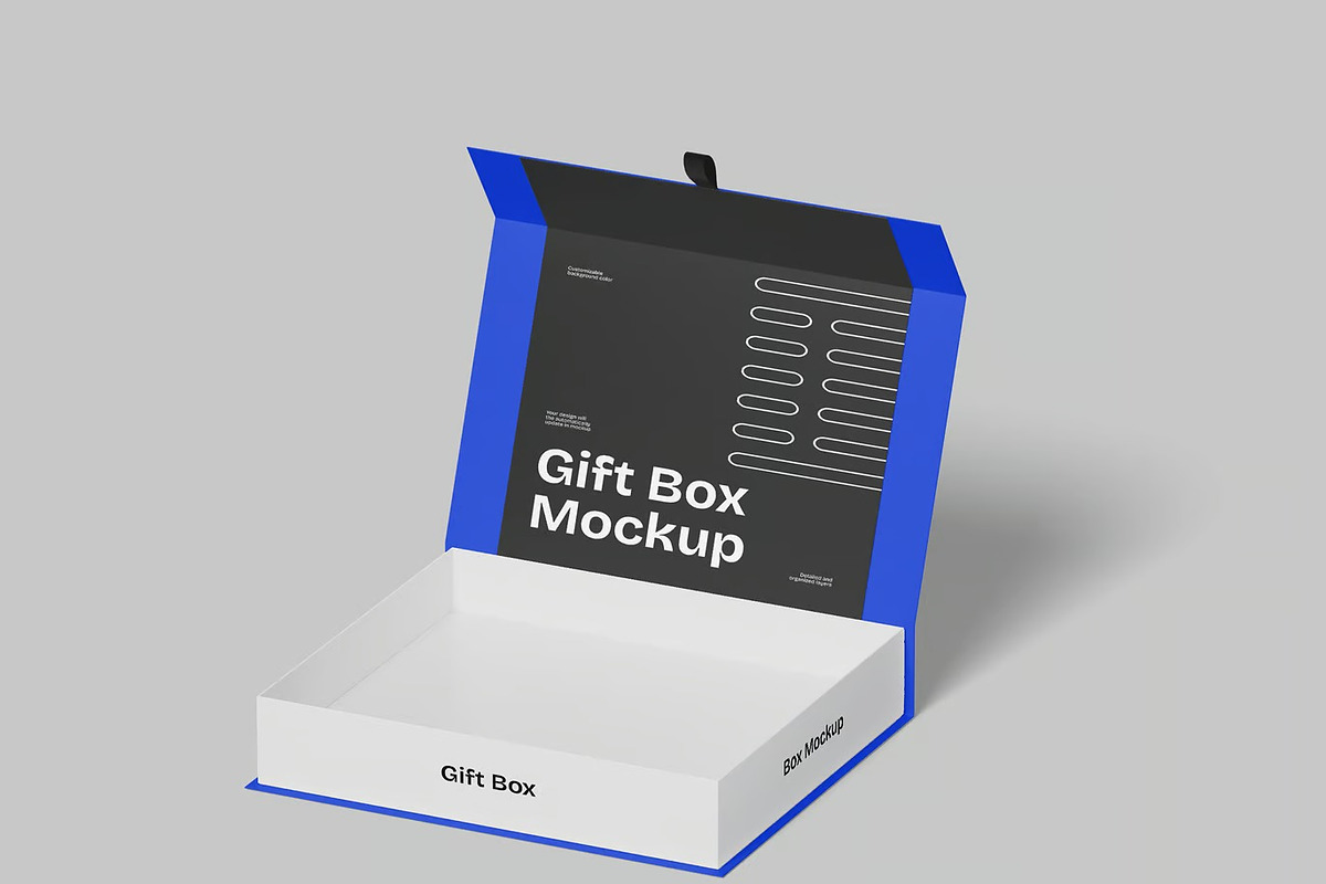 Gift Box Mockup, a Packaging Mockup by renderstockmarket (Photo 3 of 4)