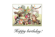 Birthday party in the forest, an Illustration by AkvarelRiver (Thumbnail 10 of 10)