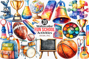 Fun School Activities Clipart, an Illustration by Canvas Craft