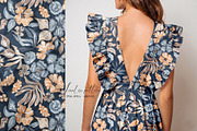 Navy Watercolor Floral Pattern, a Pattern Graphic by SirenaArt (Thumbnail 7 of 12)