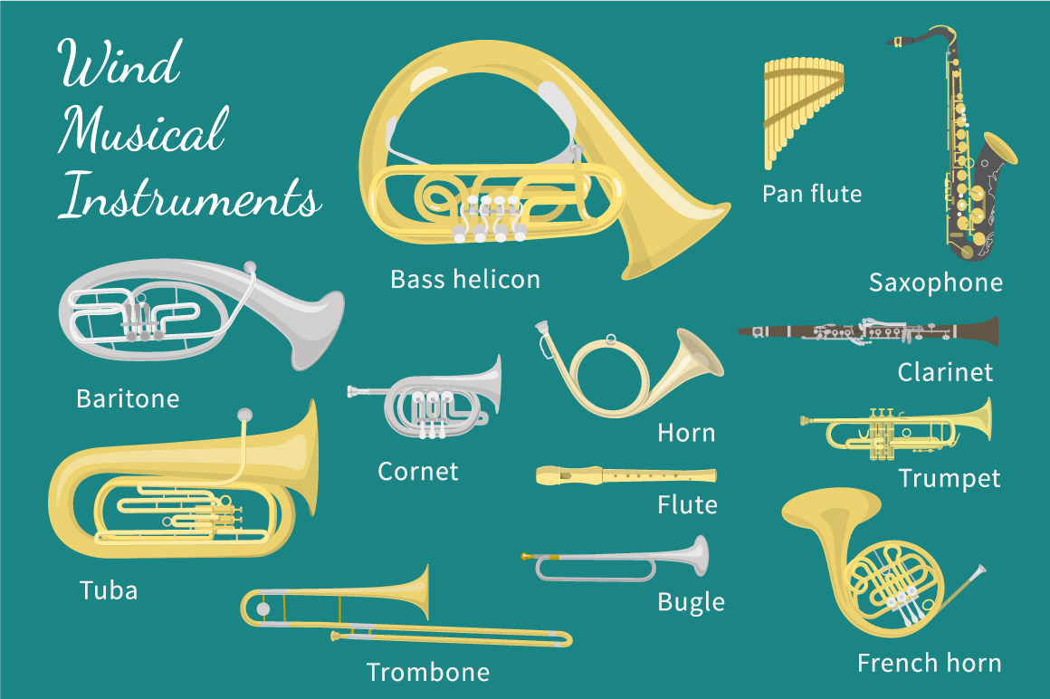 Wind Musical Instruments by Vectorikart  Creative Market
