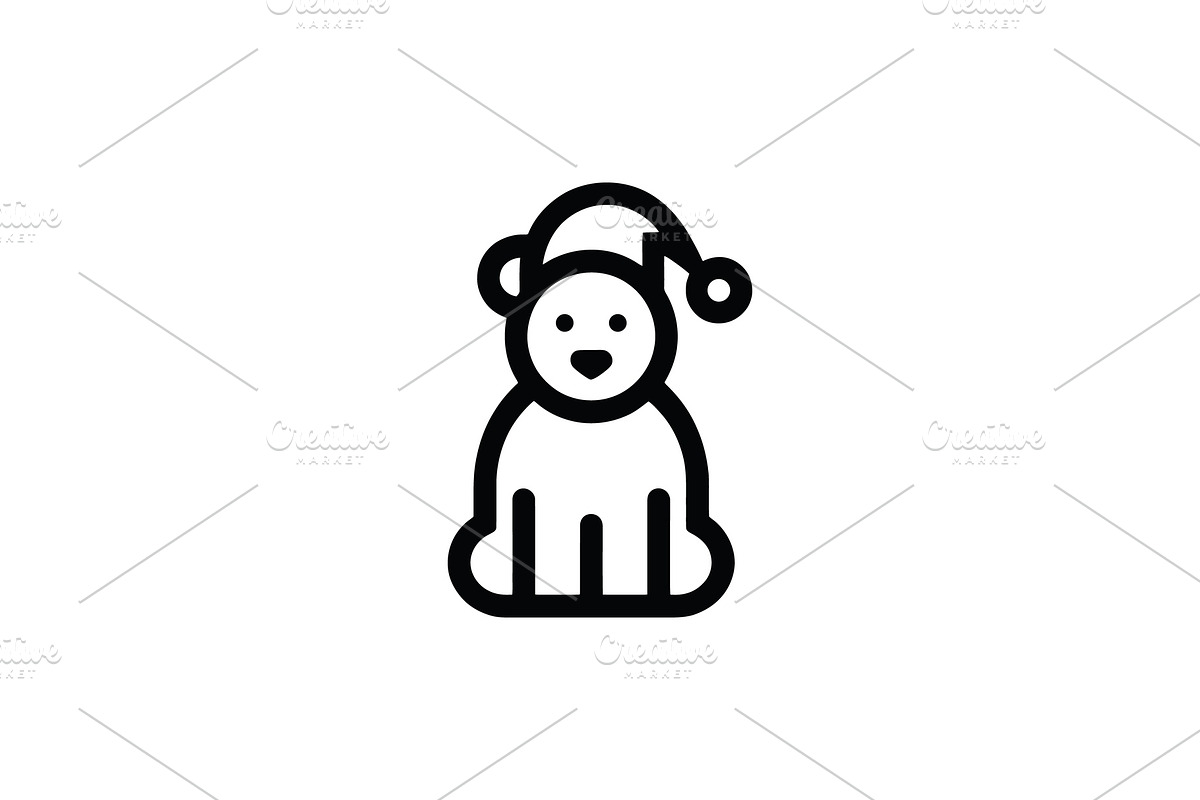 Bear Christmas Simple Line Art Logo, a Branding & Logo Template by Vectorium Studio (Photo 1 of 2)