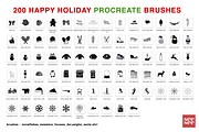 200 Happy Holiday Procreate Brushes, a Brush Add-On by CC CREATIVE CO (Thumbnail 10 of 16)