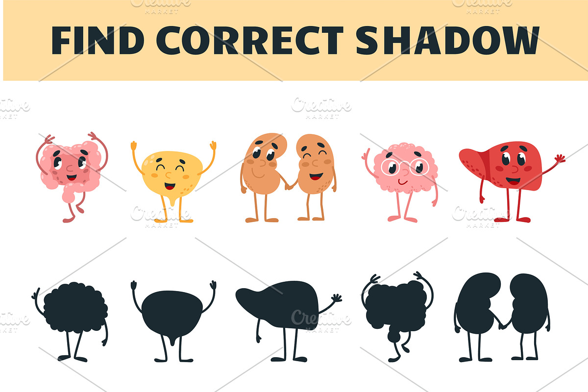 Find correct shadow. Cartoon, an Education Illustration by LadadikArt