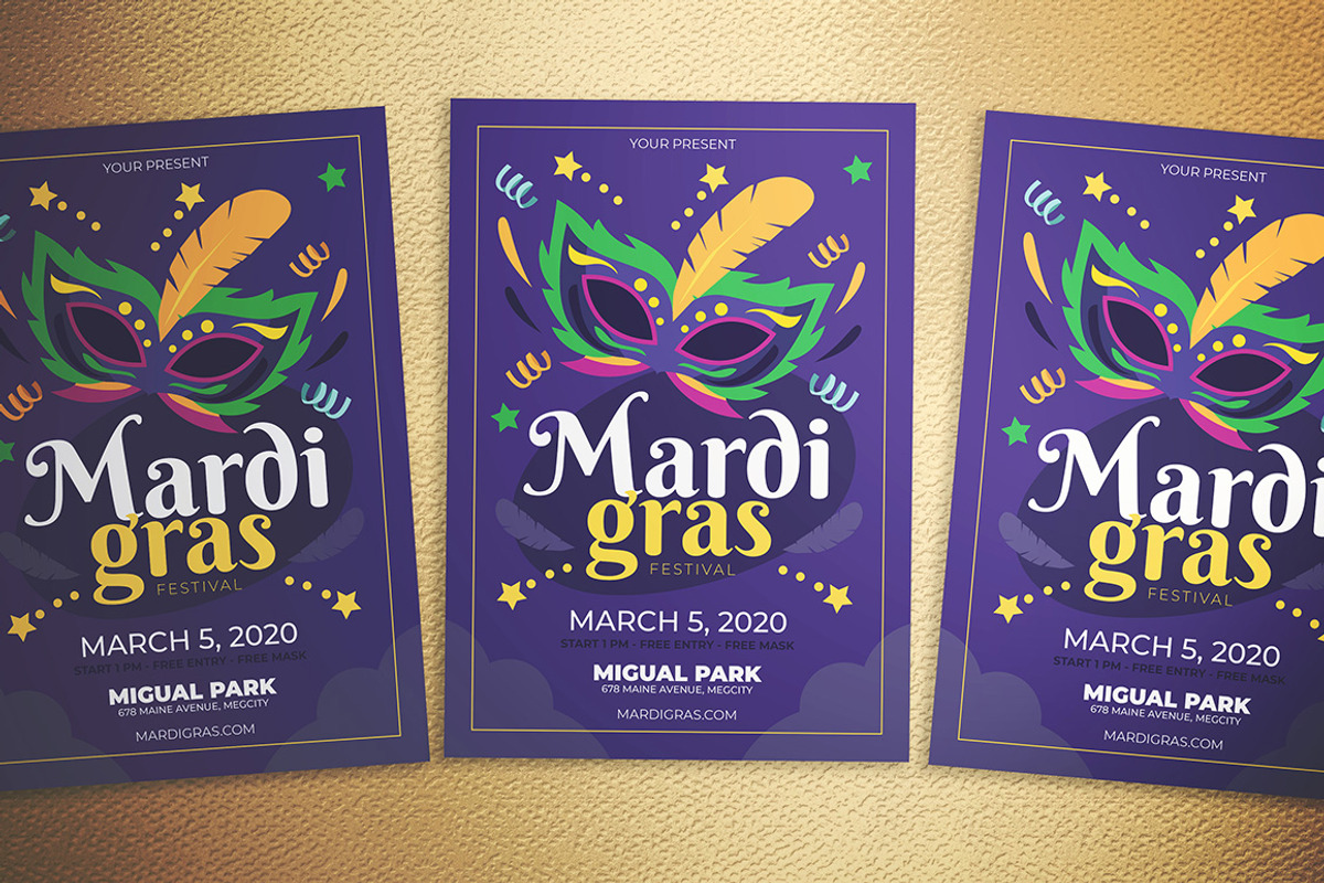 Mardi Gras Fest Flyer, a Flyer Template by Gumico Studio. (Photo 3 of 3)
