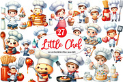 Cute Little Chef Clipart Cooking, an Illustration by Watercolor design (Thumbnail 1 of 4)