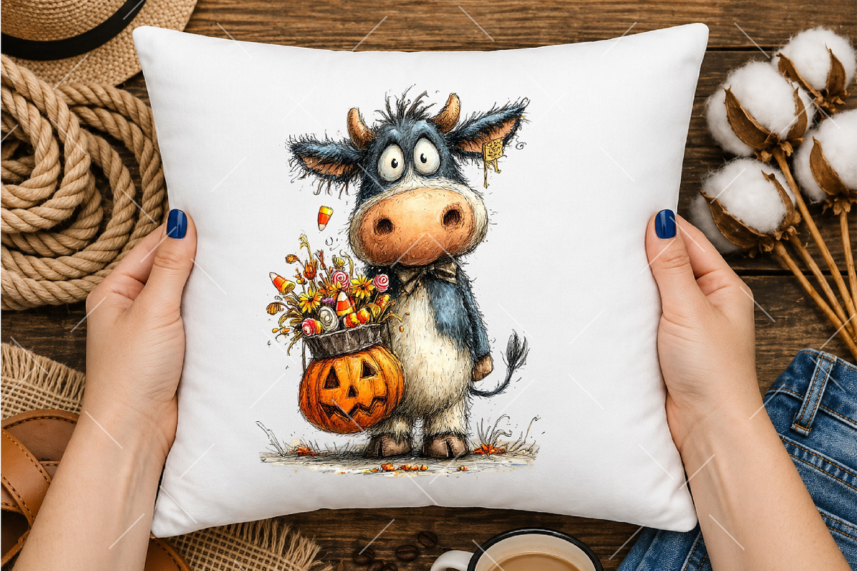 Whimsical Halloween Cow Clipart, a Seasonal Illustration by OK Design (Photo 4 of 6)