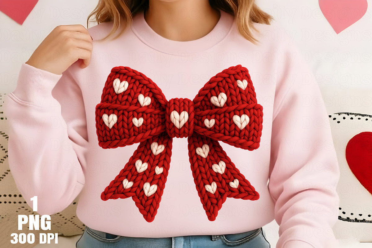 Yarn Faux Valentine's Day Bow PNG, an Illustration by Daily.Designs (Photo 3 of 5)