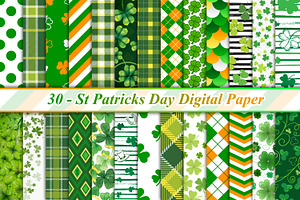 St Patricks Day Digital Paper, a Background Graphic by Digital Studio
