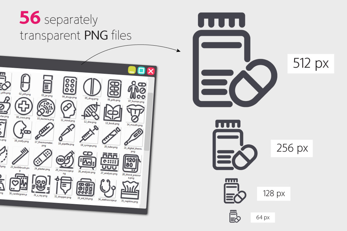 Medicines Line Icons Set, an Outline Icon by Voysla's Shop (Photo 3 of 4)